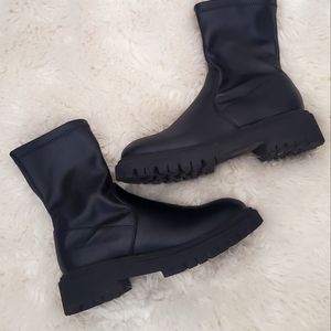 Black lug sole boots